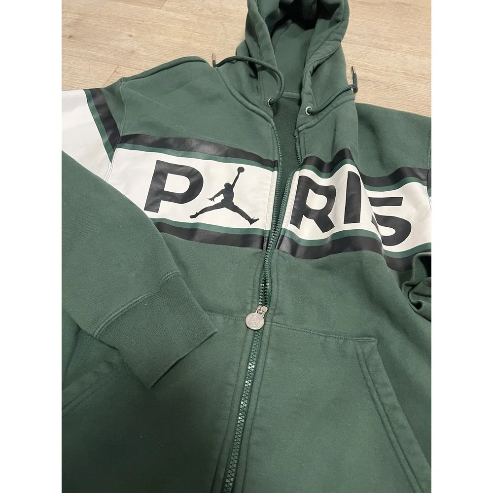 Nike Air‎ Jordan Paris Saint Germain Hoodie Zip Logo Green Men Sweatshirt Sz Med